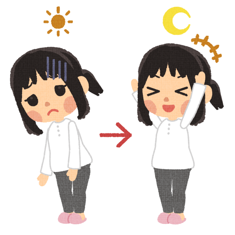 夜になると元気になる女性 | イラストワールド 〜無料で使えるフリーイラスト素材〜