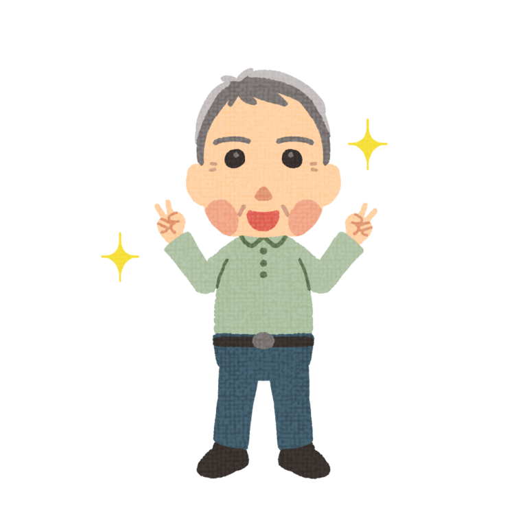 An old man posing for a commemorative photo illust world