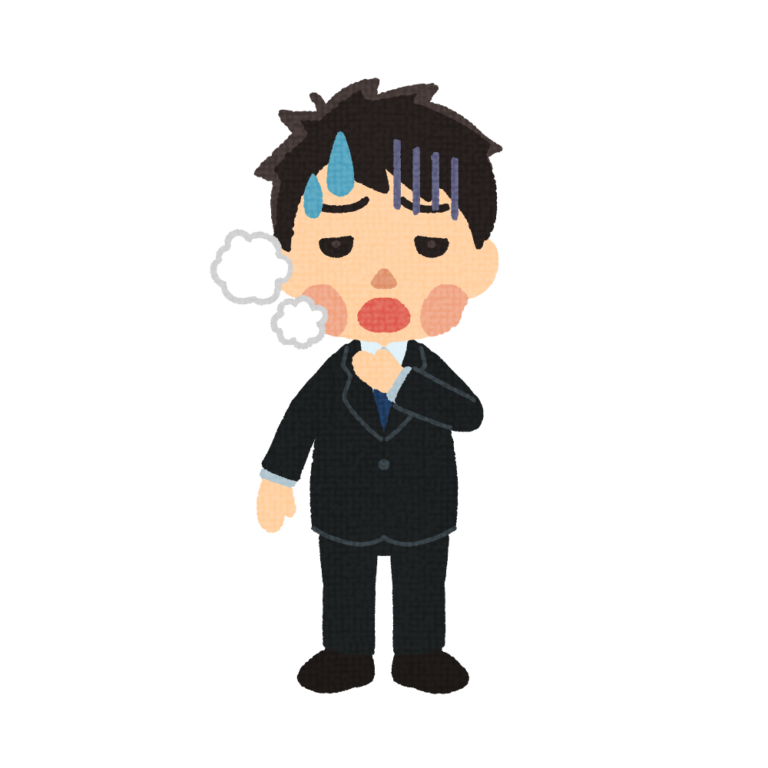 息切れをする男性 | イラストワールド 〜無料で使えるフリーイラスト素材〜