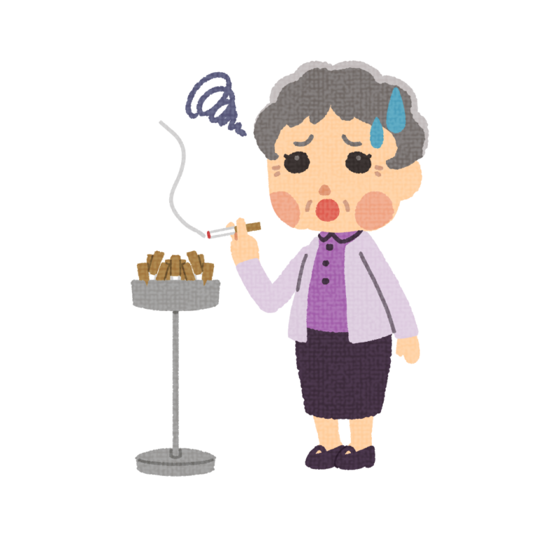 An old lady who can't quit smoking | illust world