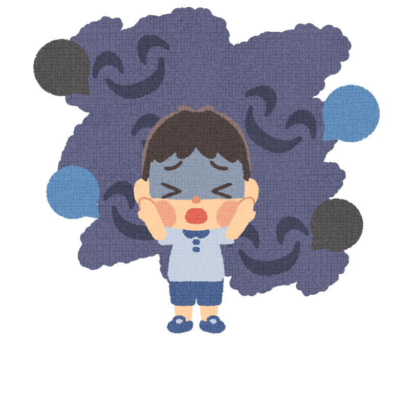 悪口を言われていると思い込む男の子 | イラストワールド 〜無料で使えるフリーイラスト素材〜
