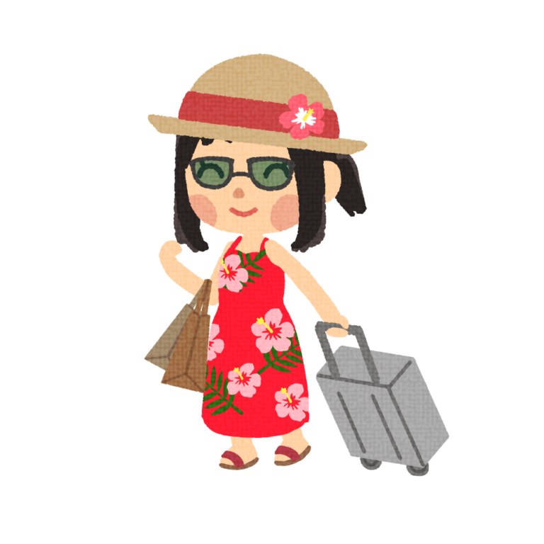 海外旅行から帰ってきた女性 | イラストワールド 〜無料で使えるフリーイラスト素材〜