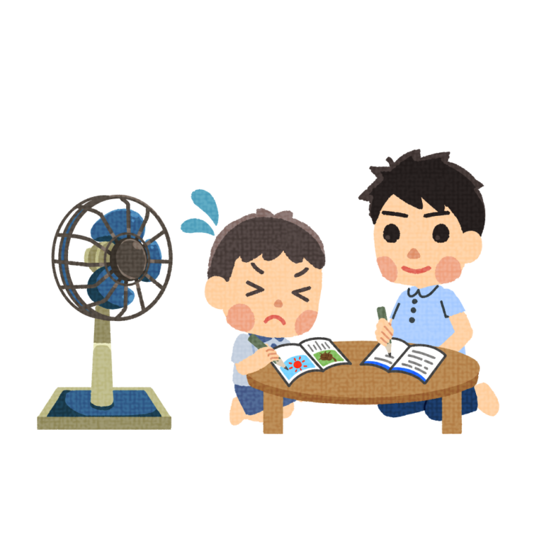 夏休みの宿題を手伝う男性 | イラストワールド 〜無料で使えるフリーイラスト素材〜
